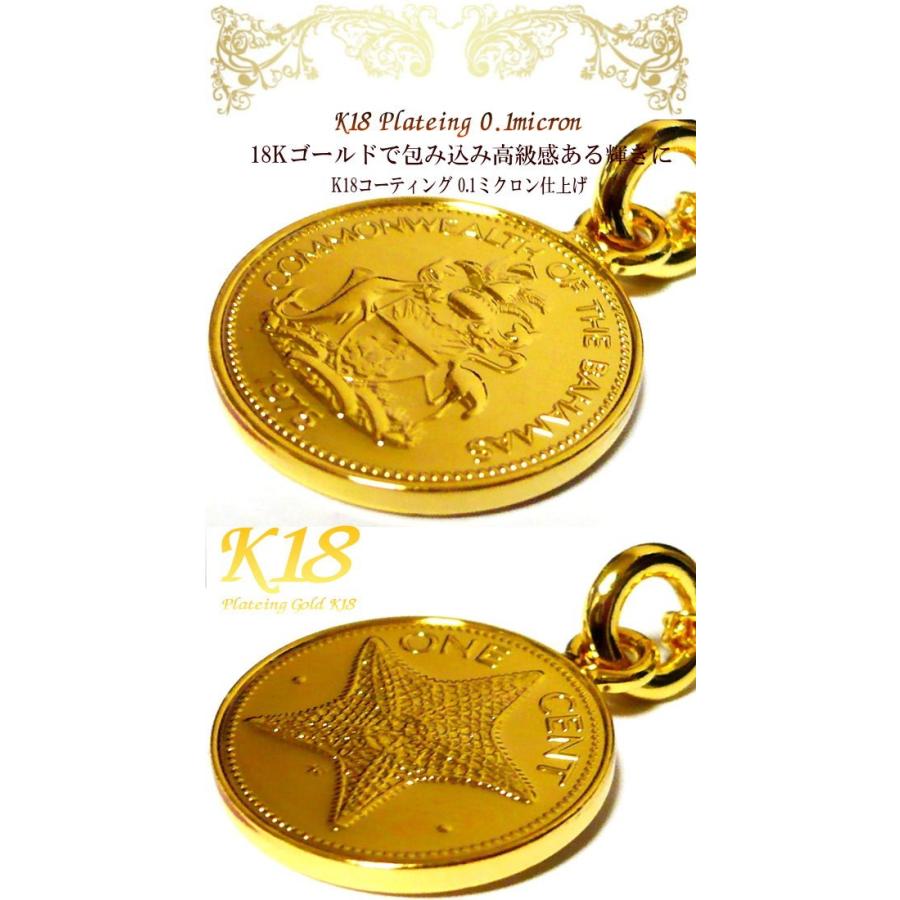バハマ 18金 18K コーティング 外国 コイン ネックレス ゴールド 世界 