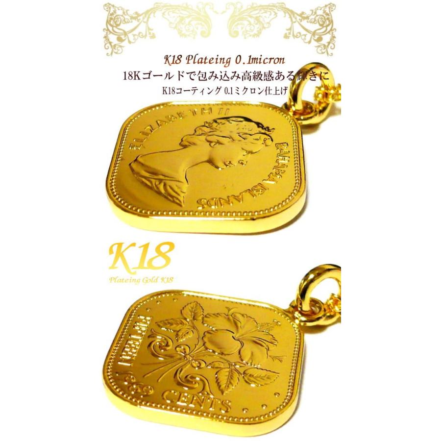 バハマ 18金 18K コーティング 外国 コイン ネックレス ゴールド 世界 