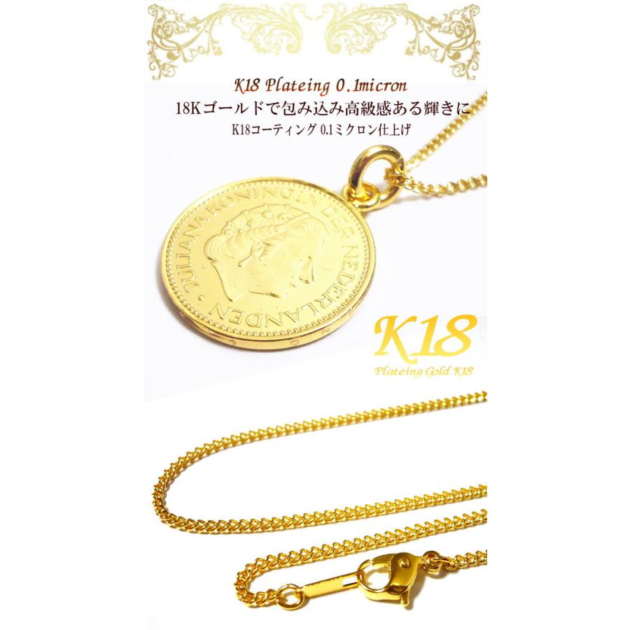オランダ 18金 18K コーティング 外国 コイン ネックレス ゴールド 