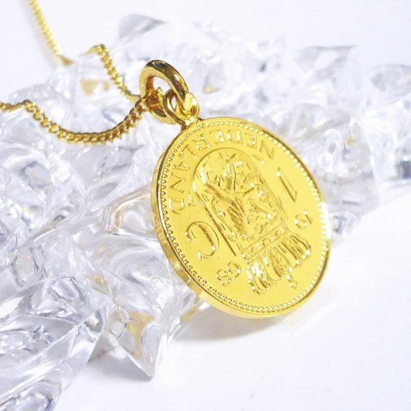オランダ 18金 18K コーティング 外国 コイン ネックレス チェーン  