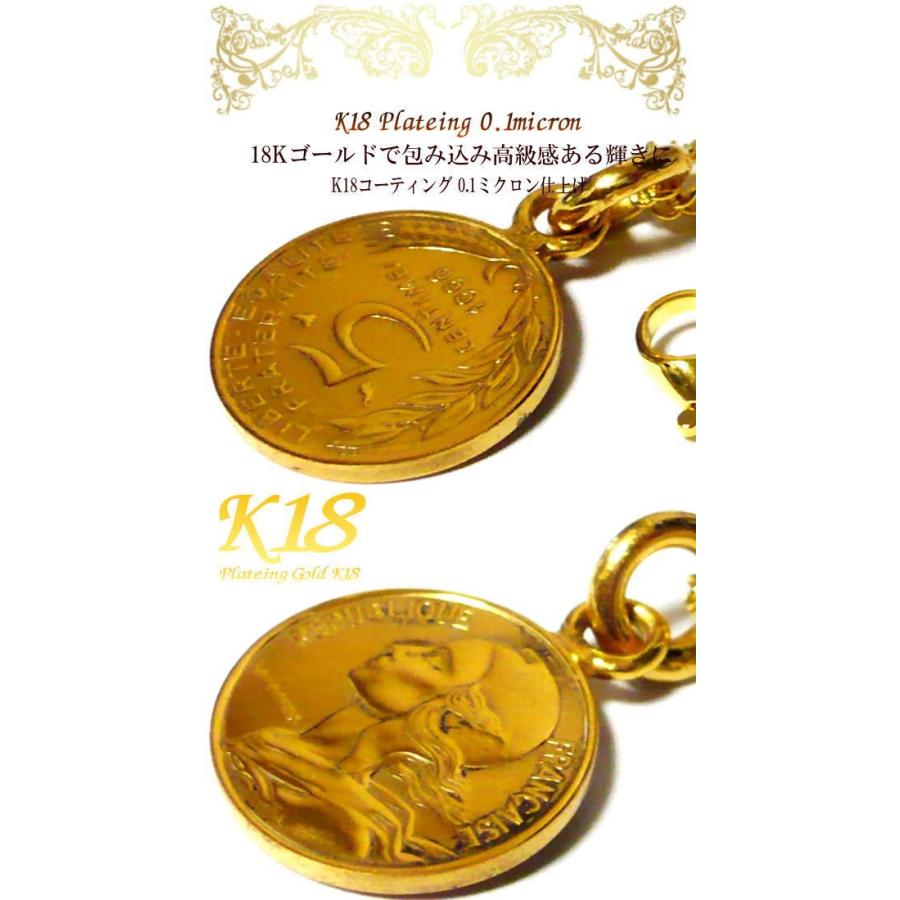 フランス 18金 18K コーティング 外国 コイン ネックレス ゴールド 