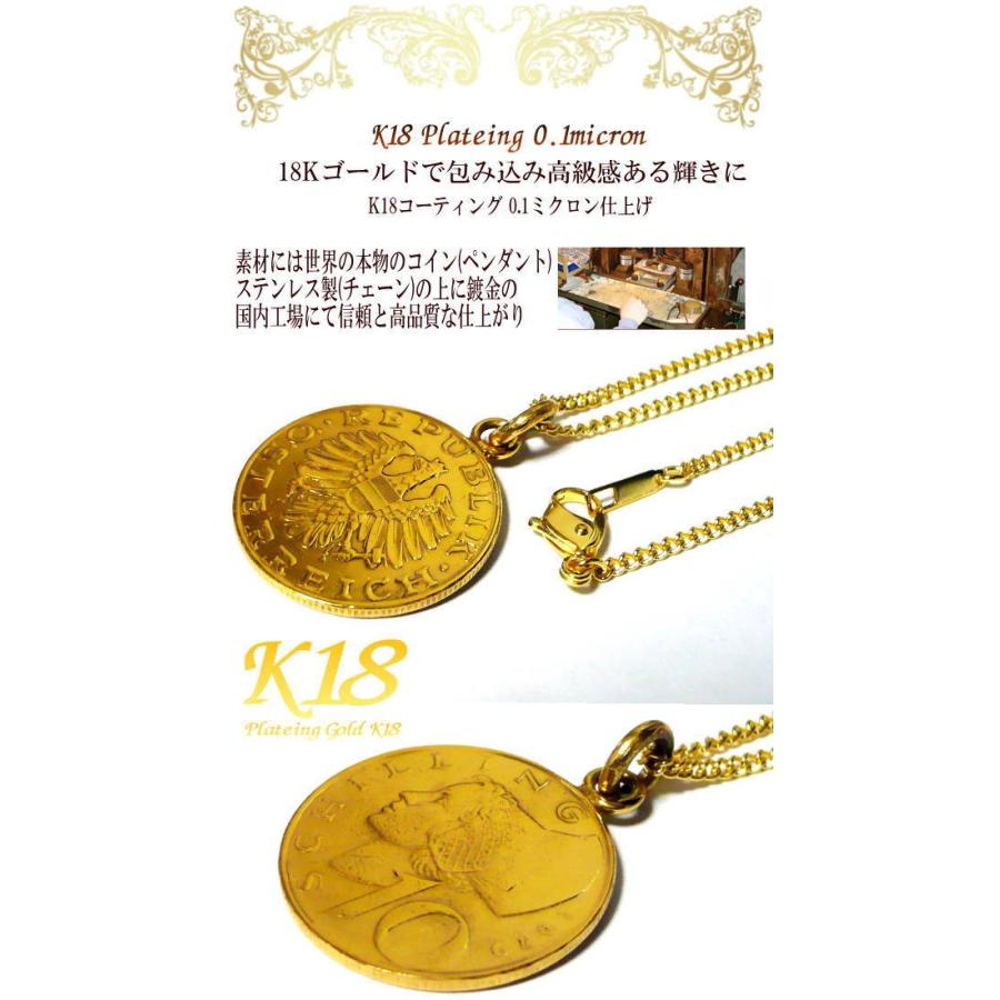 オーストリア 18金 18K コーティング 外国 コイン ネックレス ゴールド 