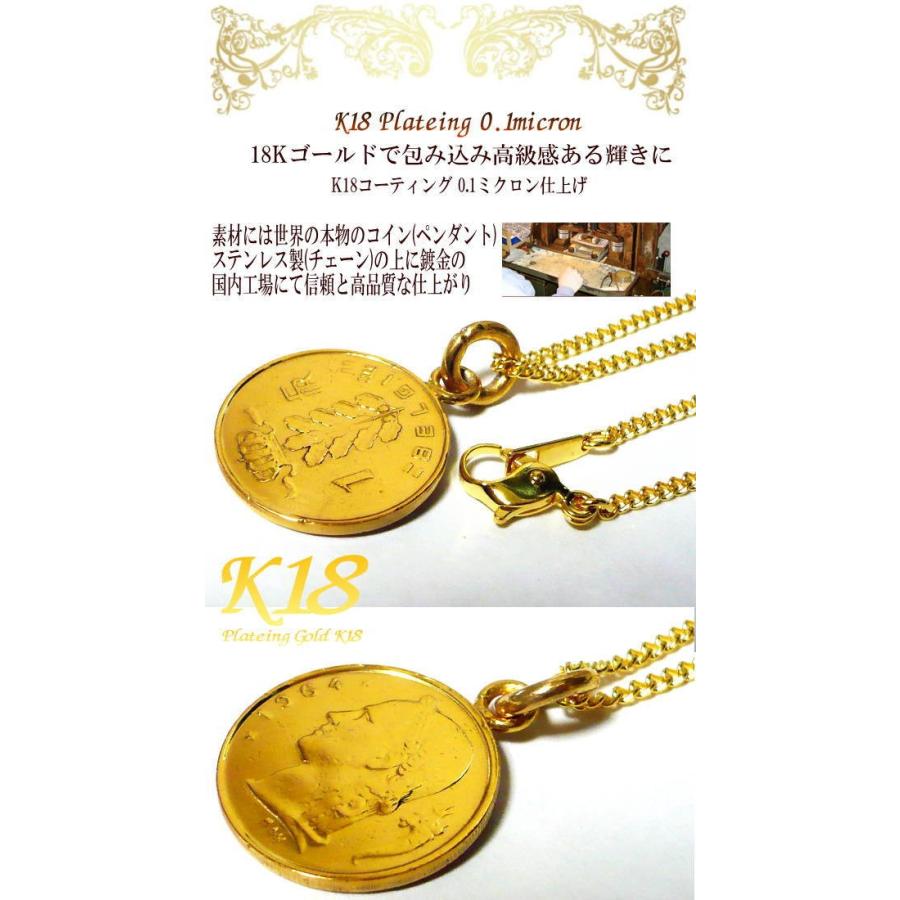 ベルギー 18金 18K コーティング 外国 コイン ネックレス ゴールド 