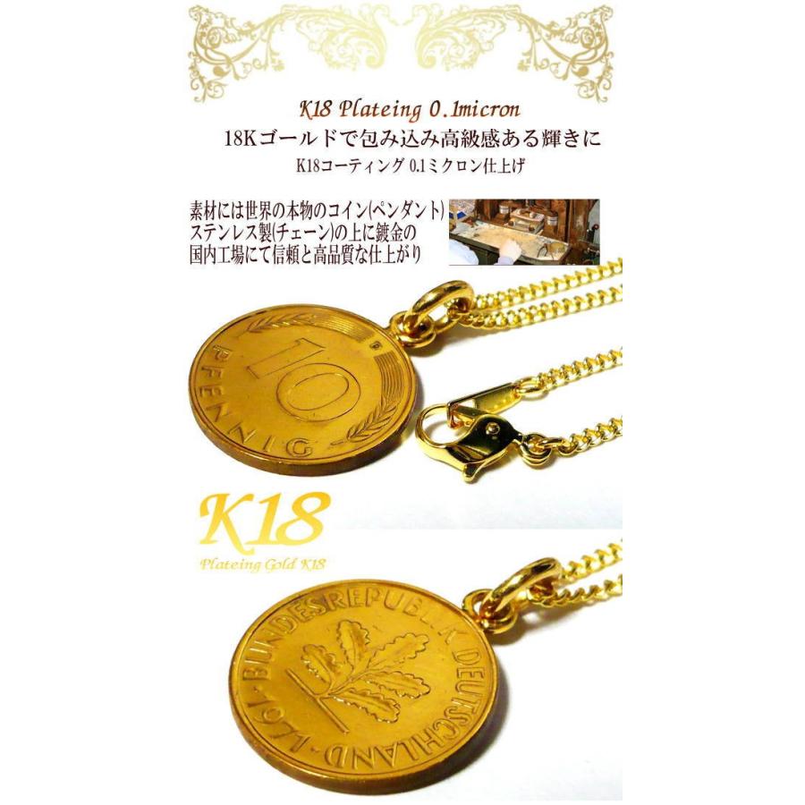 ドイツ 18金 18K コーティング 外国 コイン ネックレス ゴールド 世界 