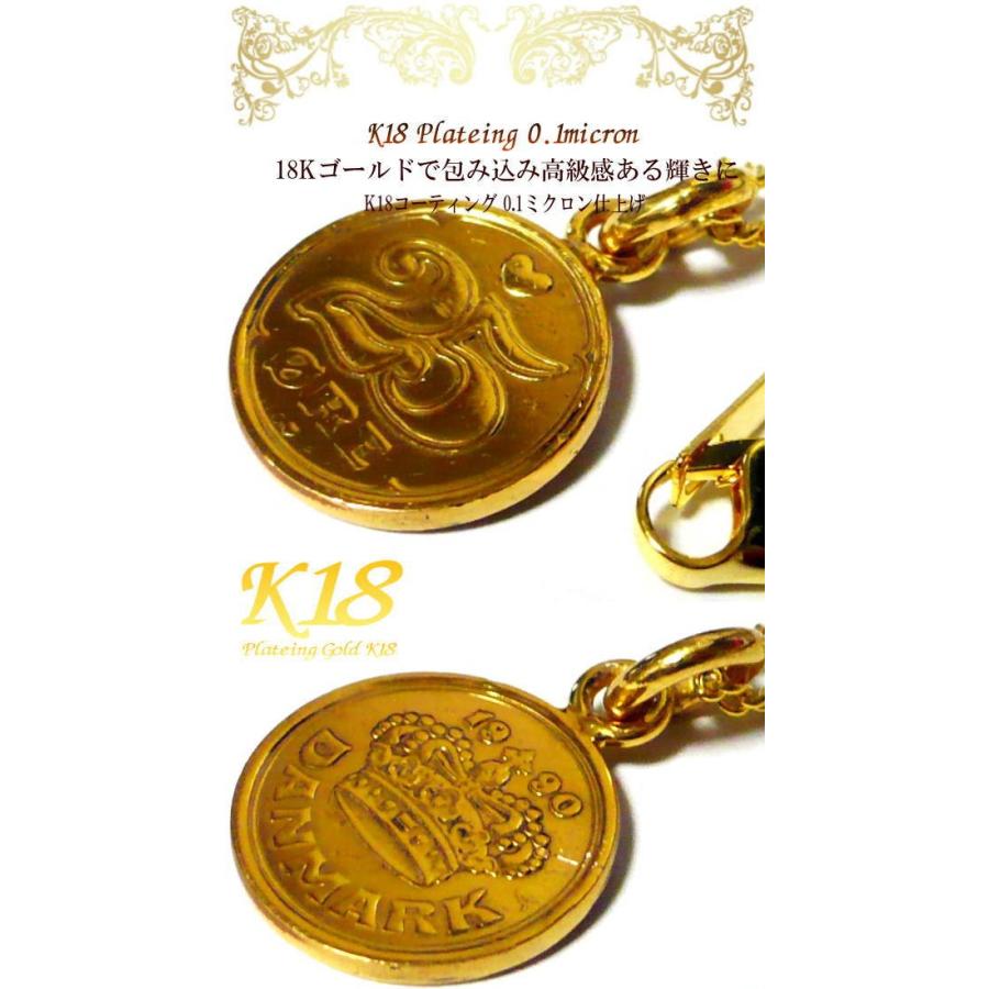 デンマーク 18金 18K コーティング 外国 コイン ネックレス ゴールド 