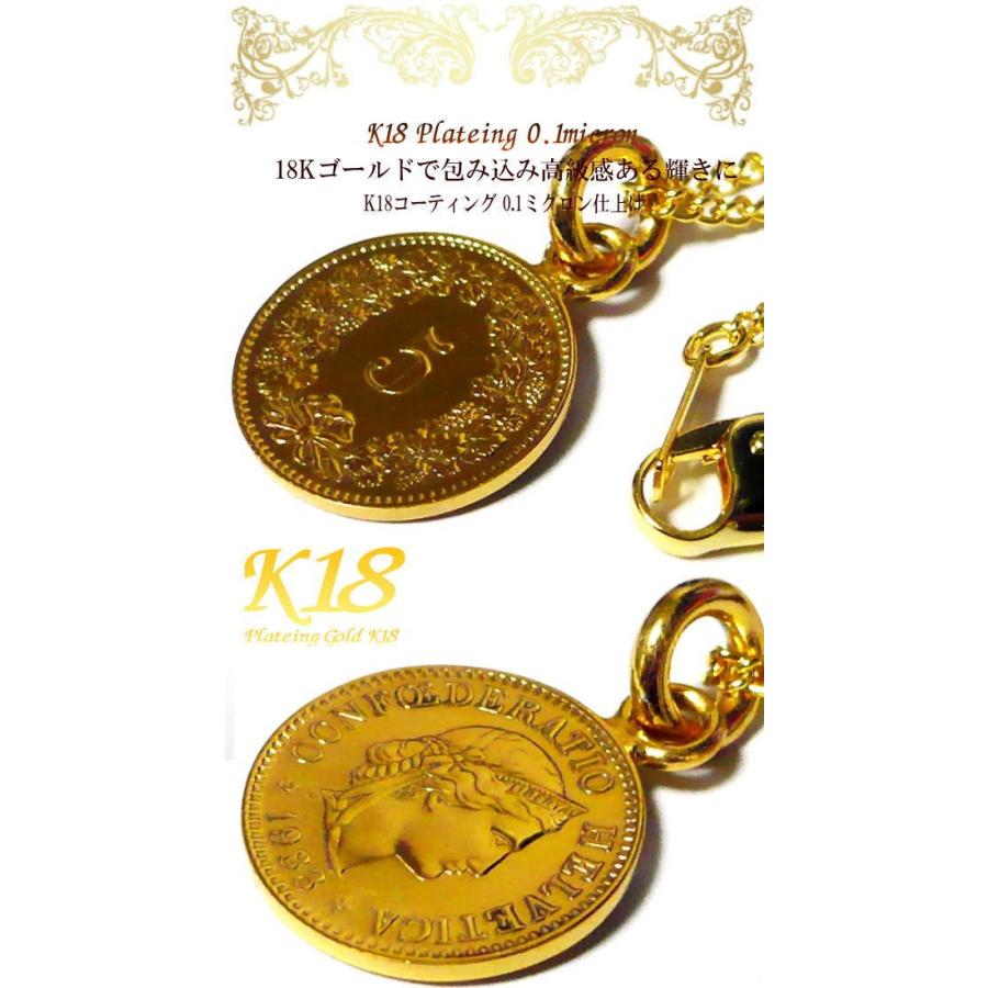 スイス 18金 18K コーティング 外国 コイン ネックレス ゴールド 世界 