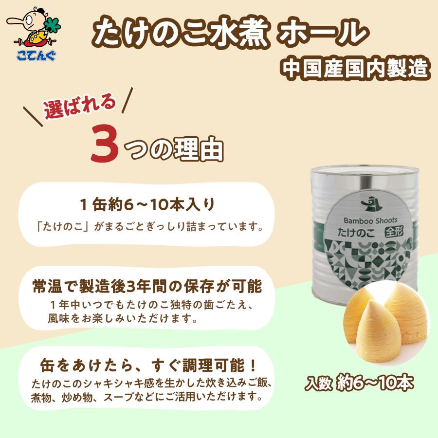 天狗缶詰 たけのこ水煮 缶詰 中国原料国内製造 ホール 1号缶 個数約6