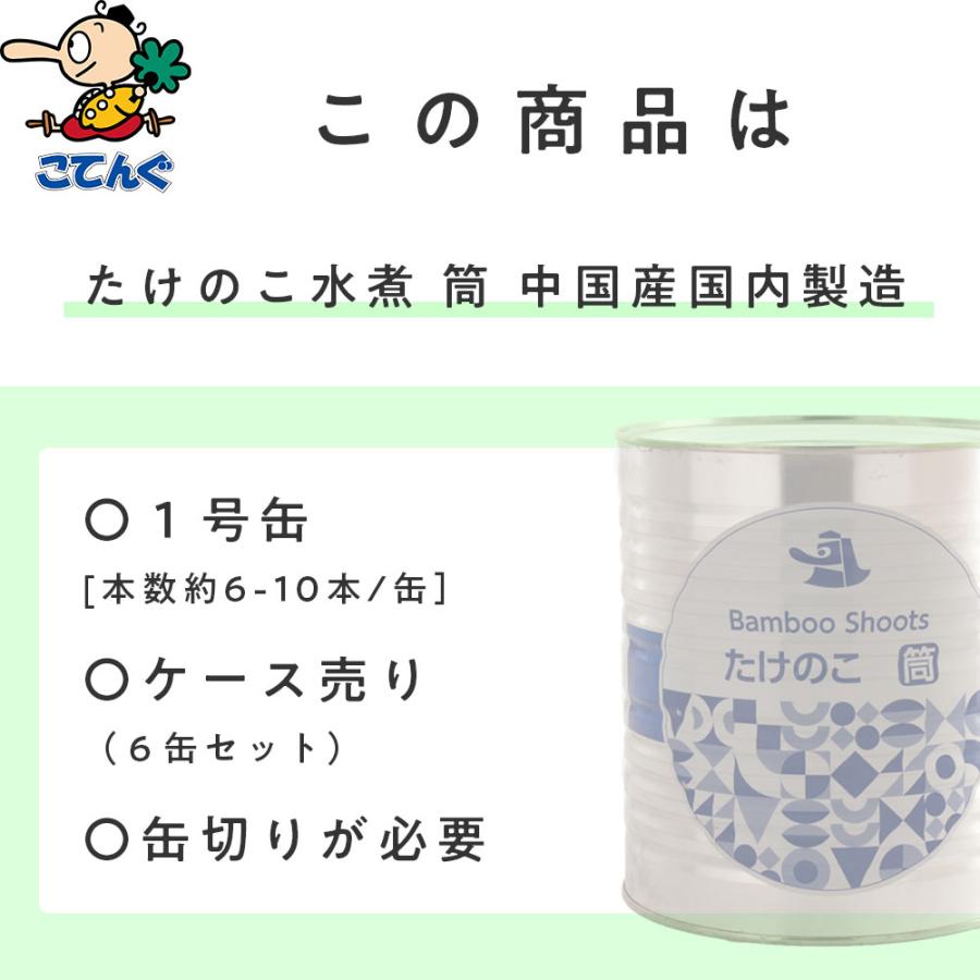 天狗缶詰 たけのこ水煮 缶詰 6缶セット 中国原料国内製造 筒（長め）M