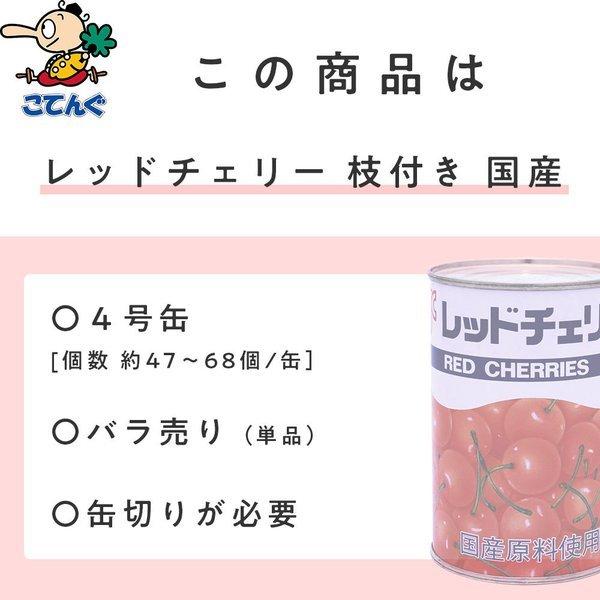 天狗缶詰 レッドチェリー(さくらんぼ)枝付 缶詰 国産 4号缶 個数