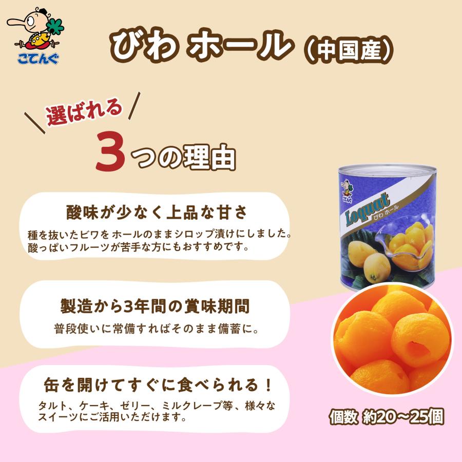天狗缶詰 びわ 缶詰 12缶セット 中国産 ホール 2号缶 固形340gx12缶