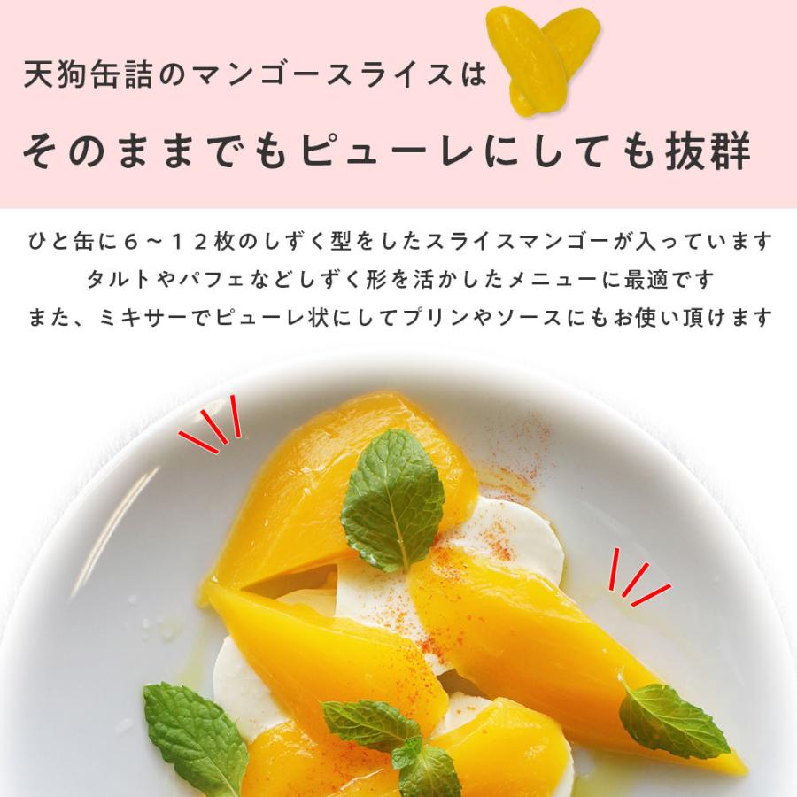 天狗缶詰 マンゴー 缶詰 タイ産 スライス 4号缶 固形250g バラ売り