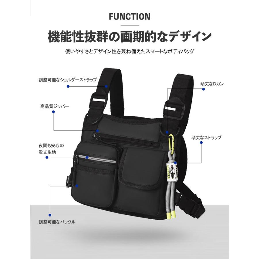 撥水ボディバッグ| メンズ 軽量 多収納 黒 美品 | 仕事 学生 ギフト 大容量6L / 超軽量310g 】ボディバッグ メンズ 大きめ エコナイロン