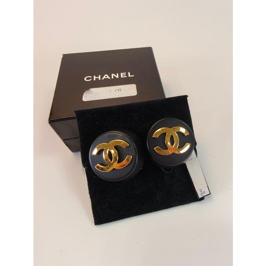 CHANEL シャネル ココマーク イヤリング ゴールド×ブラック 管理番号：10537_1