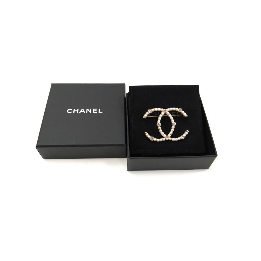 CHANEL（シャネル） ココマーク パール ブローチ ホワイト×ゴールド