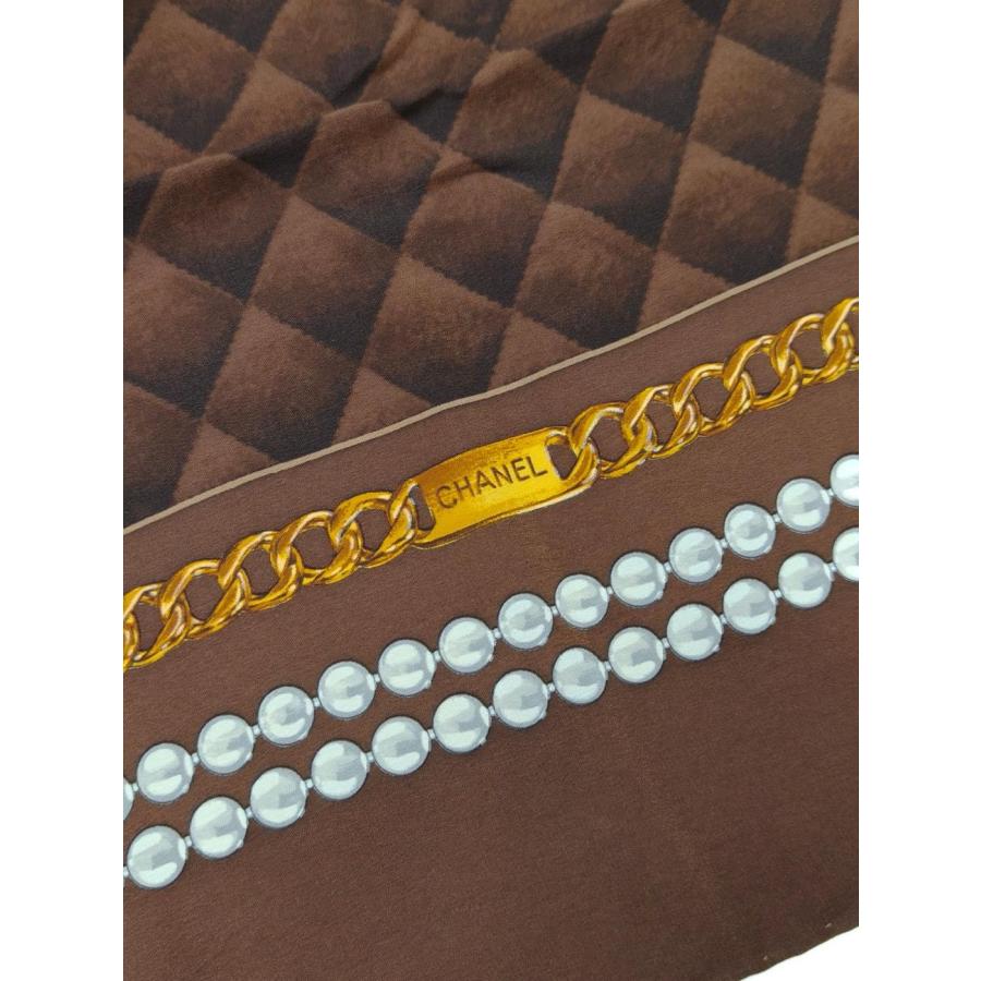 CHANEL シャネル ココマーク シルク スカーフ ブラウン 管理番号：11123_2