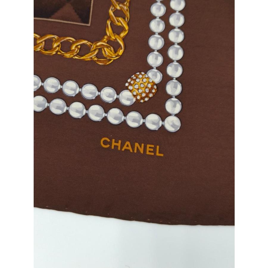 CHANEL シャネル ココマーク シルク スカーフ ブラウン 管理番号：11123_3
