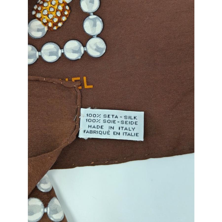 CHANEL シャネル ココマーク シルク スカーフ ブラウン 管理番号：11123_5