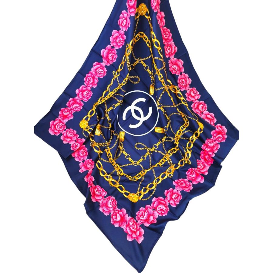 CHANEL（シャネル） ココマーク 花柄 チェーン シルク スカーフ