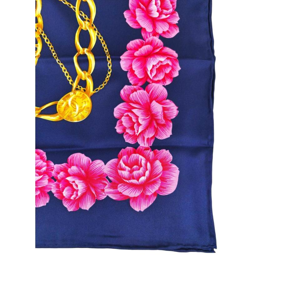 CHANEL（シャネル） ココマーク 花柄 チェーン シルク スカーフ