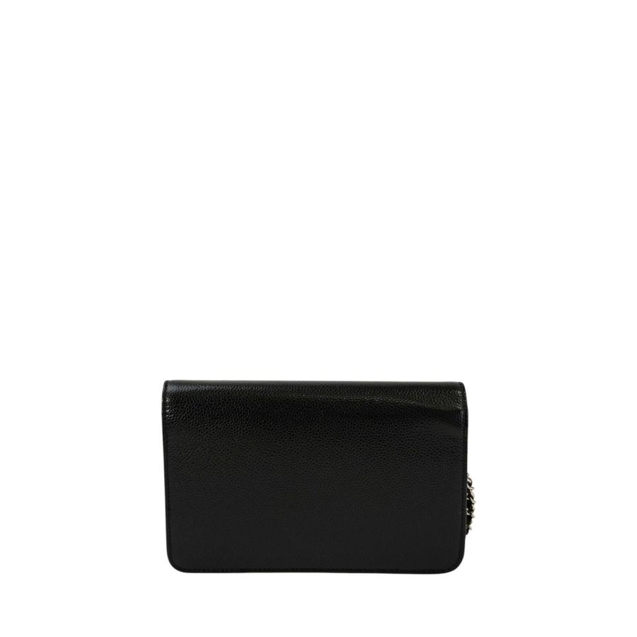 CHANEL（シャネル） キャビアスキン チェーン ウォレット 黒×銀 管理