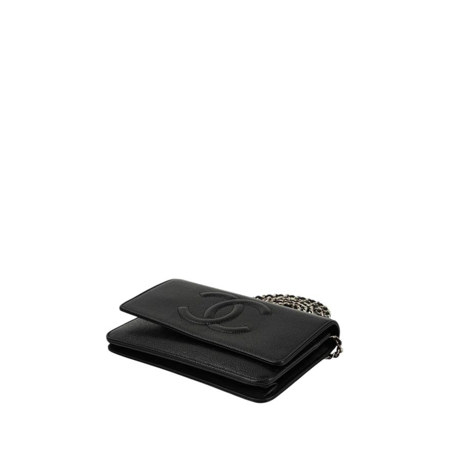 CHANEL（シャネル） キャビアスキン チェーン ウォレット 黒×銀 管理