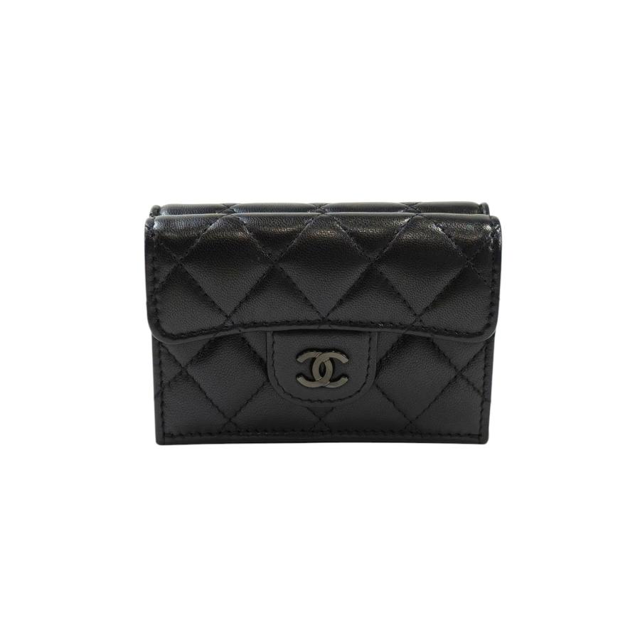 CHANEL（シャネル） ココマーク マトラッセ 三つ折り財布 ブラック