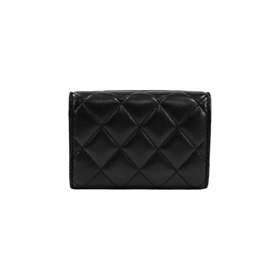 CHANEL（シャネル） ココマーク マトラッセ 三つ折り財布 ブラック