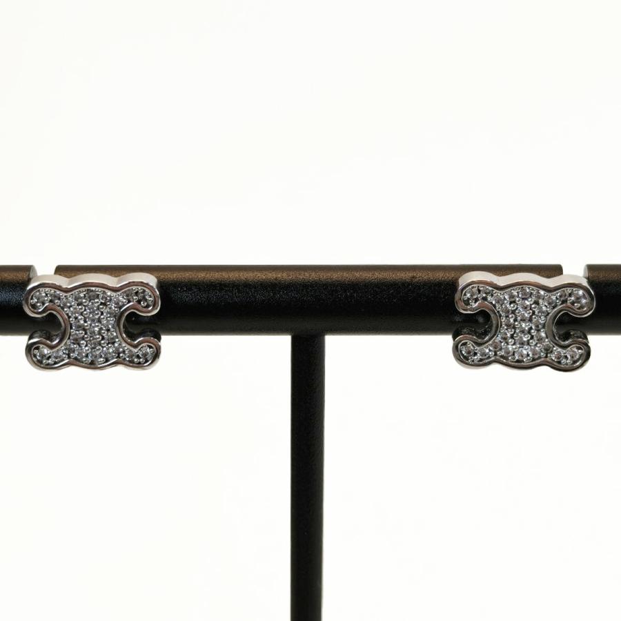 CELINE（セリーヌ） トリオンフ ラインストーン ピアス シルバー 管理