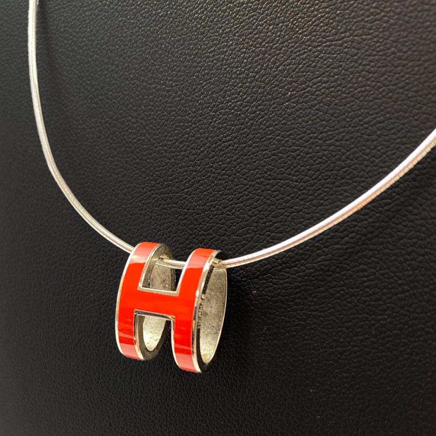 HERMES（エルメス） ポップアッシュ Hネックレス シルバー×赤 管理番号
