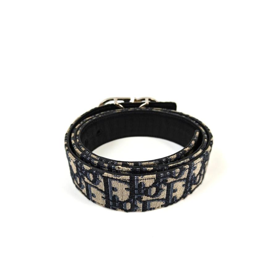 ［美品］ディオール　オブリーク　リバーシブル　ベルト　ブラック　ネイビー Christian Dior（クリスチャン・ディオール） Dior ディオール