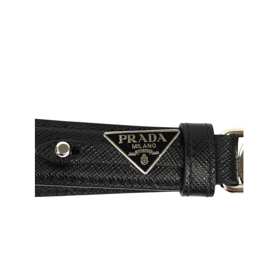 PRADA（プラダ） 三角ロゴ サフィアーノレザー キーリング ブラック