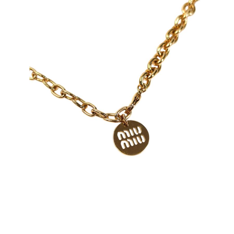 miu miu（ミュウミュウ） ロゴ メタル チェーン ネックレス ゴールド
