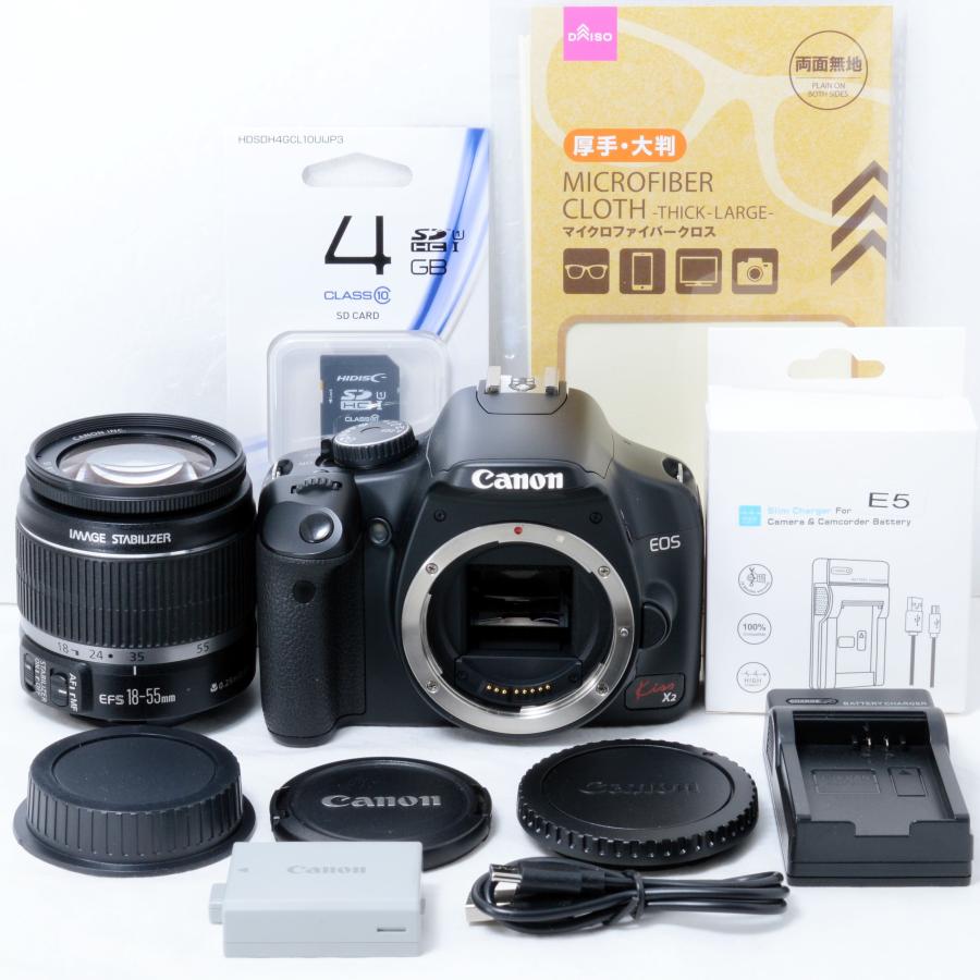 CANON EOS kiss X2一眼レフ 18-55m 付属品付きですぐ使える EOS Kiss X2 キヤノン デジタル一眼レフカメラ Canon EF-S 18-55mm IS
