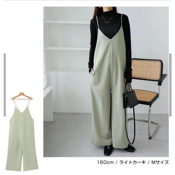 キャミ サロペット ワイドパンツ SALE オールインワン 春夏秋冬着られる ツイル マタニティ オーバーオール レディース 送料無料 114 |  | 05