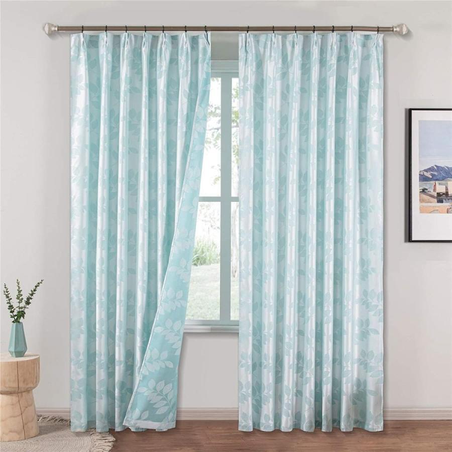 Topfinel カーテン 遮光 遮光カーテン 防音カーテン 冷気 断熱 北欧 おしゃれ 仕切りカーテン 柄 葉の柄 ライトグリーン 幅15 通販thanks 通販 Yahoo ショッピング