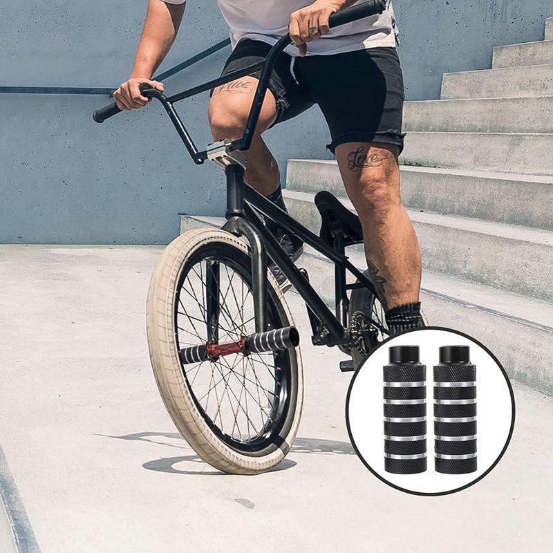 通販thanksiplusmile 自転車ステップ ハブステップ 二人乗り アルミ合金 丈夫 安定性 取り付け簡単 滑り止め 自転車用 2本セット 黒