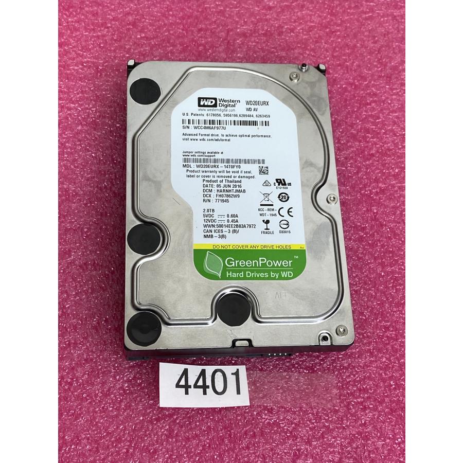 2TB SATA HDD 3.5インチ 2000GB SATA 3.5インチ HDD 2TB SATA HDD wd20eurx-14t0fy0 ハードディスク 中古 使用時間73時間 | WD Red | 02