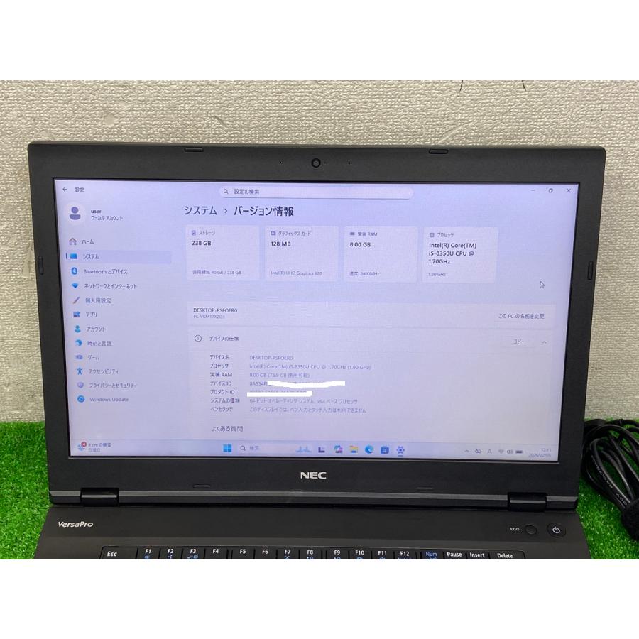 VX Nec Versapro VX-3 PC-VKM17XZG3 i5第8世代 ノートPC CORE i5-8350U