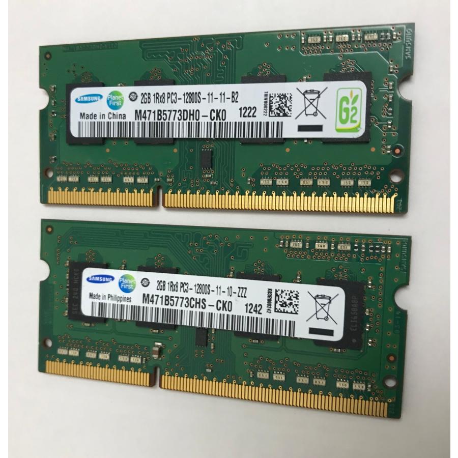 SAMSUNG 1RX8 PC3-12800S 4GB 2GB 2枚で4GB 安い割引 DDR3 204ピン ノートPC用 2枚 DDR3-1600 メモリ 中古 お1人様1点限り 動作確認済み