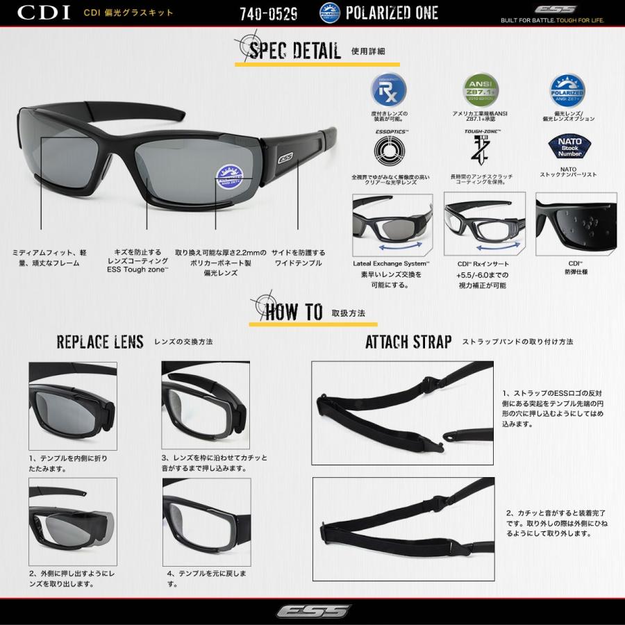 ESS サングラス 740-0529 62サイズ CDI 偏光グラスキット Polarized