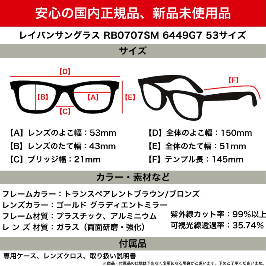 Ray-Ban（レイバン） RB0707SM 6449G7 53 サングラス ミラーレンズ