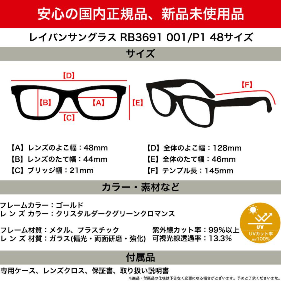 Ray-Ban レイバン RB3691 001/P1 48 サングラス 偏光レンズ Ray-Ban レイバン RB3691 001/P1 48 サングラス 偏光レンズ