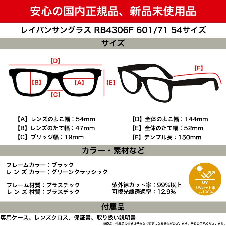 レイバン　RB4306F 601/71 54-19 レイバン サングラス Ray-Ban RB4306F 60171(54mm ブラック