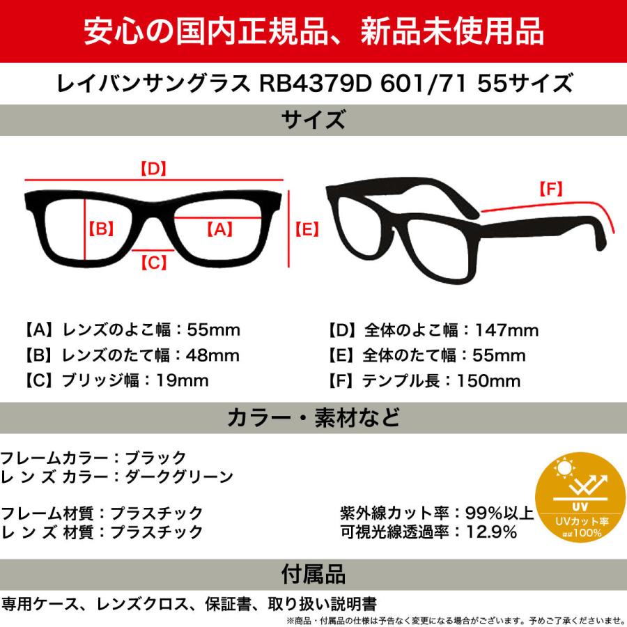 Ray-Ban レイバン RB4379D 601/71 55 サングラス ビッグサイズ 大きい 