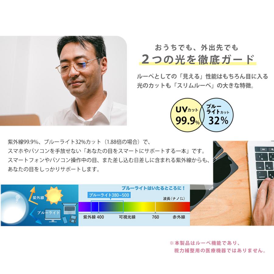 スリムルーペ SLIMLOUPE モバイルルーペ メガネ おしゃれ コンパクト ブルーライトカット 携帯 極薄 軽量 プレゼント ギフト 誕生日 敬老 [ACC] |  | 03