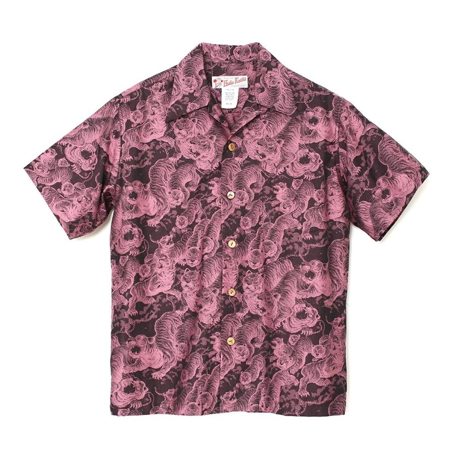 HulaKeikiハンドメイドハワイアンシャツ Hundred tigers darkness