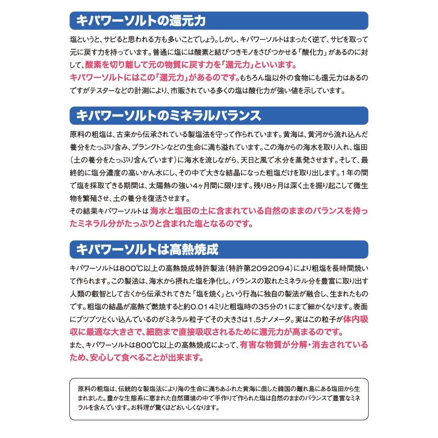 高熱焼成した安心な塩 キパワーソルト １袋250g 海から生まれた還元力を持つ塩 豊富なミネラル |  | 04