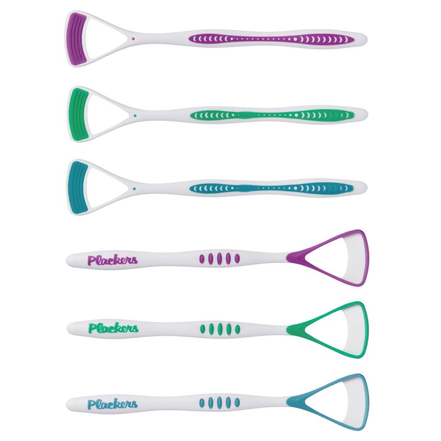 Plackers マイクロ舌ブラシ 2本入 アソートカラー 舌クリーナー 舌磨き オーラルケア 口臭予防 舌苔除去 カラフルでスタイリッシュなデザインの舌ブラシ | Plackers | 01