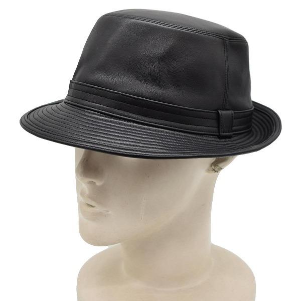 中央帽子 butterfly 日本製　牛革　ブラック　58cm 中央帽子 butterfly 日本製牛革ブラック58cm