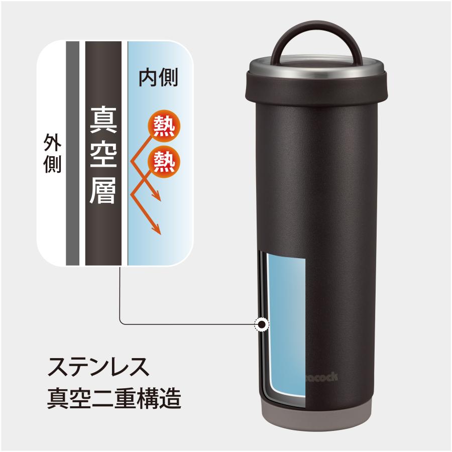 水筒 500ml タンブラー 保温力 蓋付き フタつき 洗いやすい ステンレス 保冷 ピーコック公式 マイ マグボトル 魔法瓶 広口 スタバ コーヒー AKS-R50｜the-charme｜03